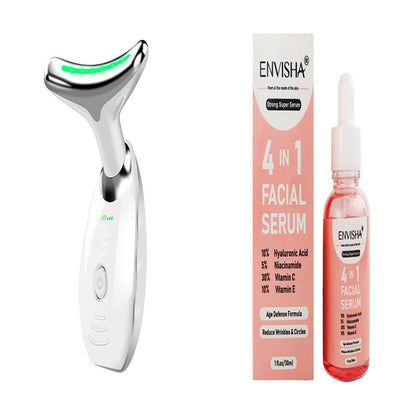 Neck Face Beauty Device Colorful LED Photon Therapy Skin Tighten Reduce Double Chin Anti Wrinkle Remove Lifting Massager