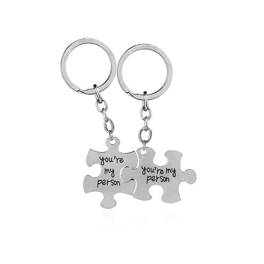 Alphabet Puzzle Keychain Alloy Small Pendant