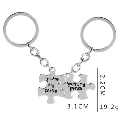 Alphabet Puzzle Keychain Alloy Small Pendant