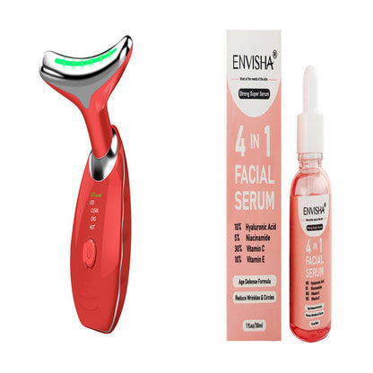 Neck Face Beauty Device Colorful LED Photon Therapy Skin Tighten Reduce Double Chin Anti Wrinkle Remove Lifting Massager