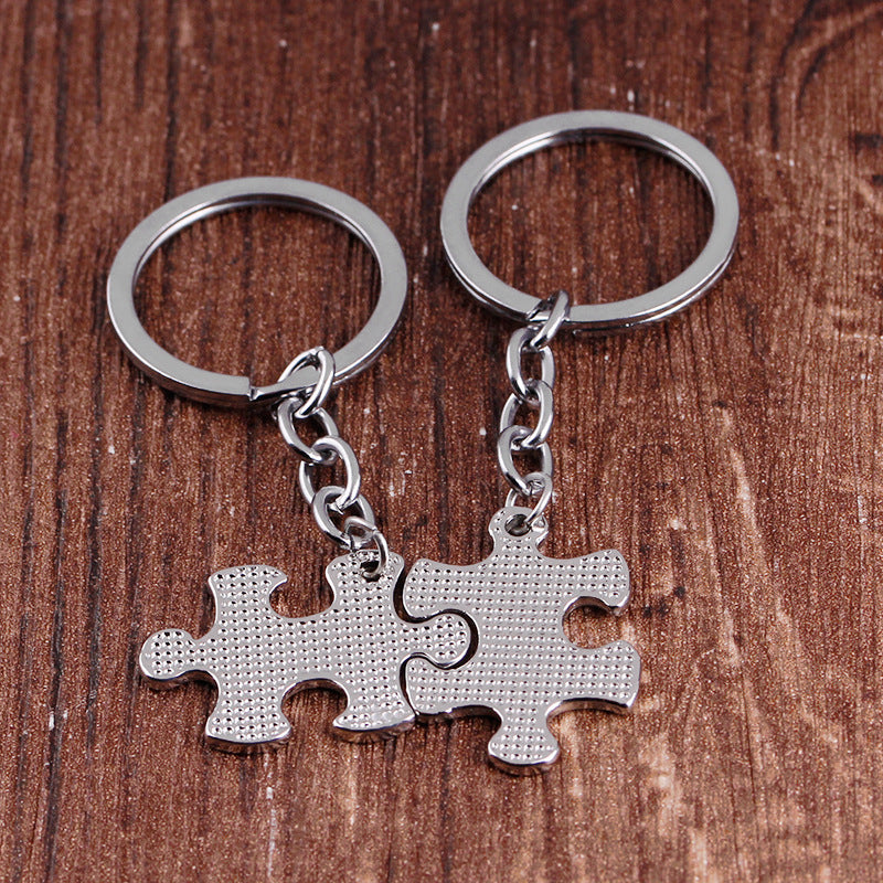 Alphabet Puzzle Keychain Alloy Small Pendant